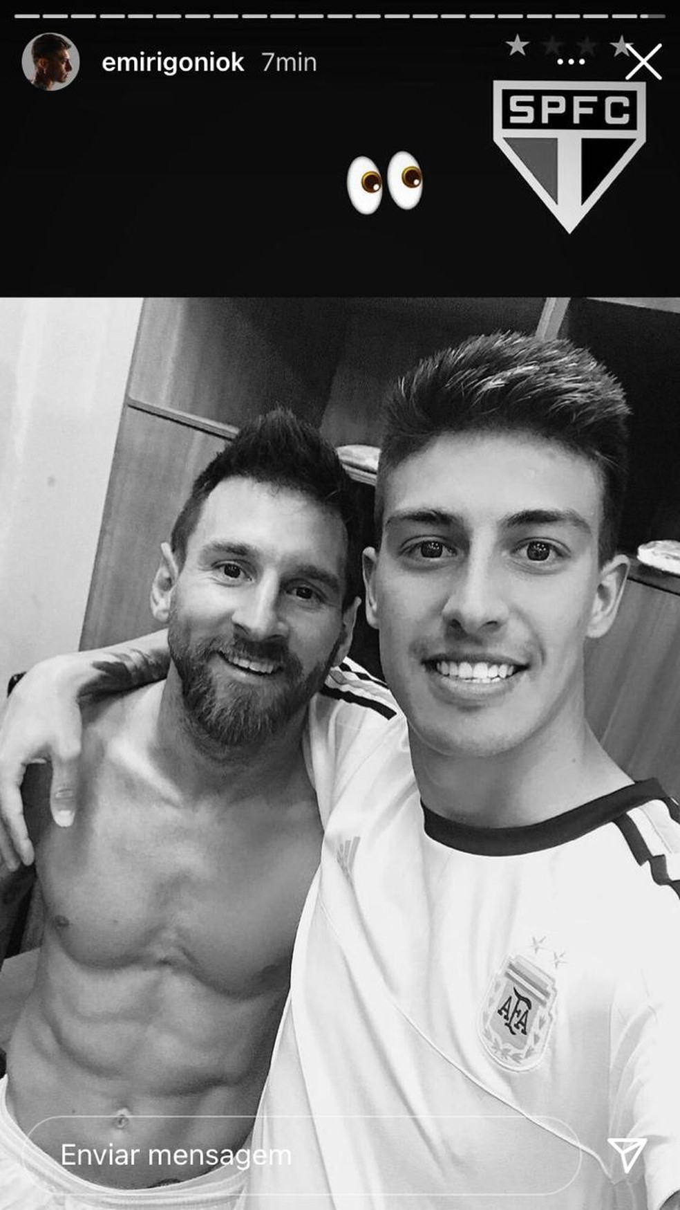 Spnet Sonho Emiliano Rigoni Posta Foto Abraçado Com Lionel Messi E Coloca Símbolo Do São Paulo 0220